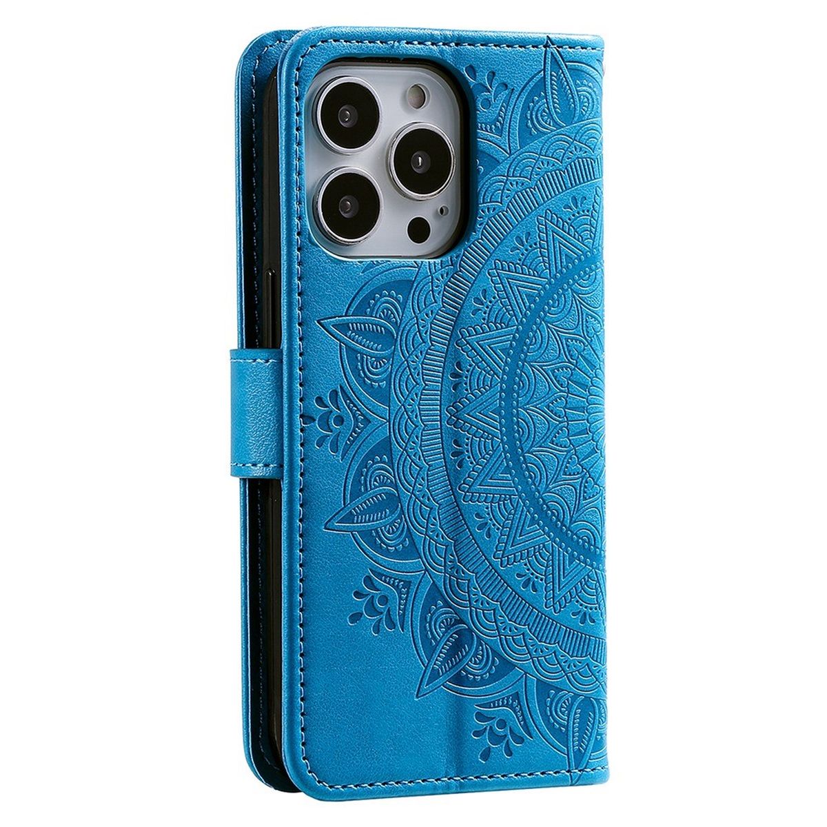 Hülle für Apple iPhone 14 Pro Handyhülle Flip Cover Case Etui Mandala Blau