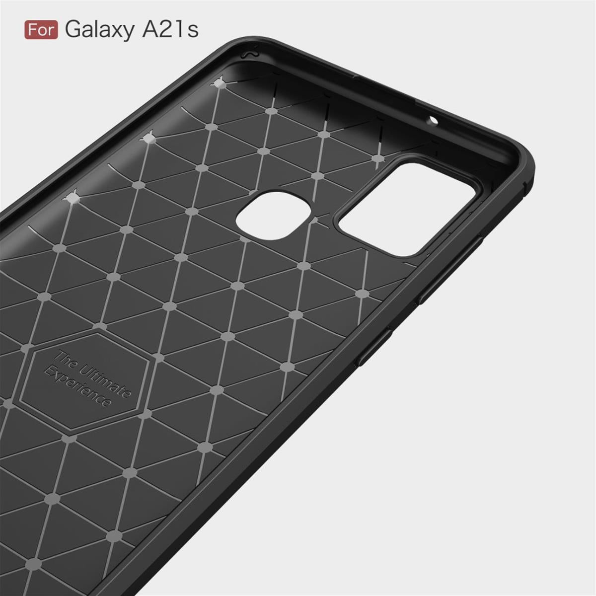 Hülle für Samsung Galaxy A21s Handyhülle Silikon Case Cover Bumper Carbonfarben