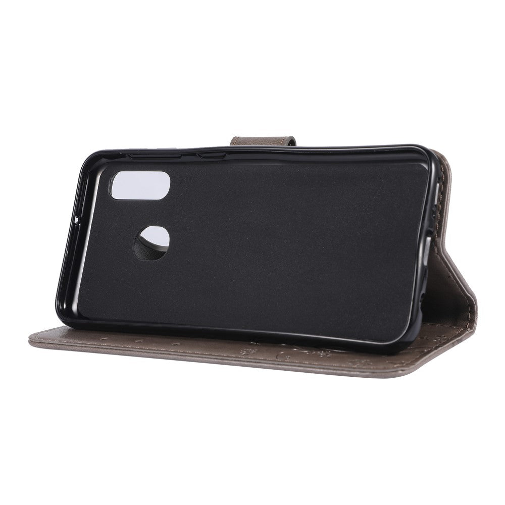 Hülle für Samsung Galaxy A20e Handyhülle Flip Case Schutz Tasche Schmetterling Grau