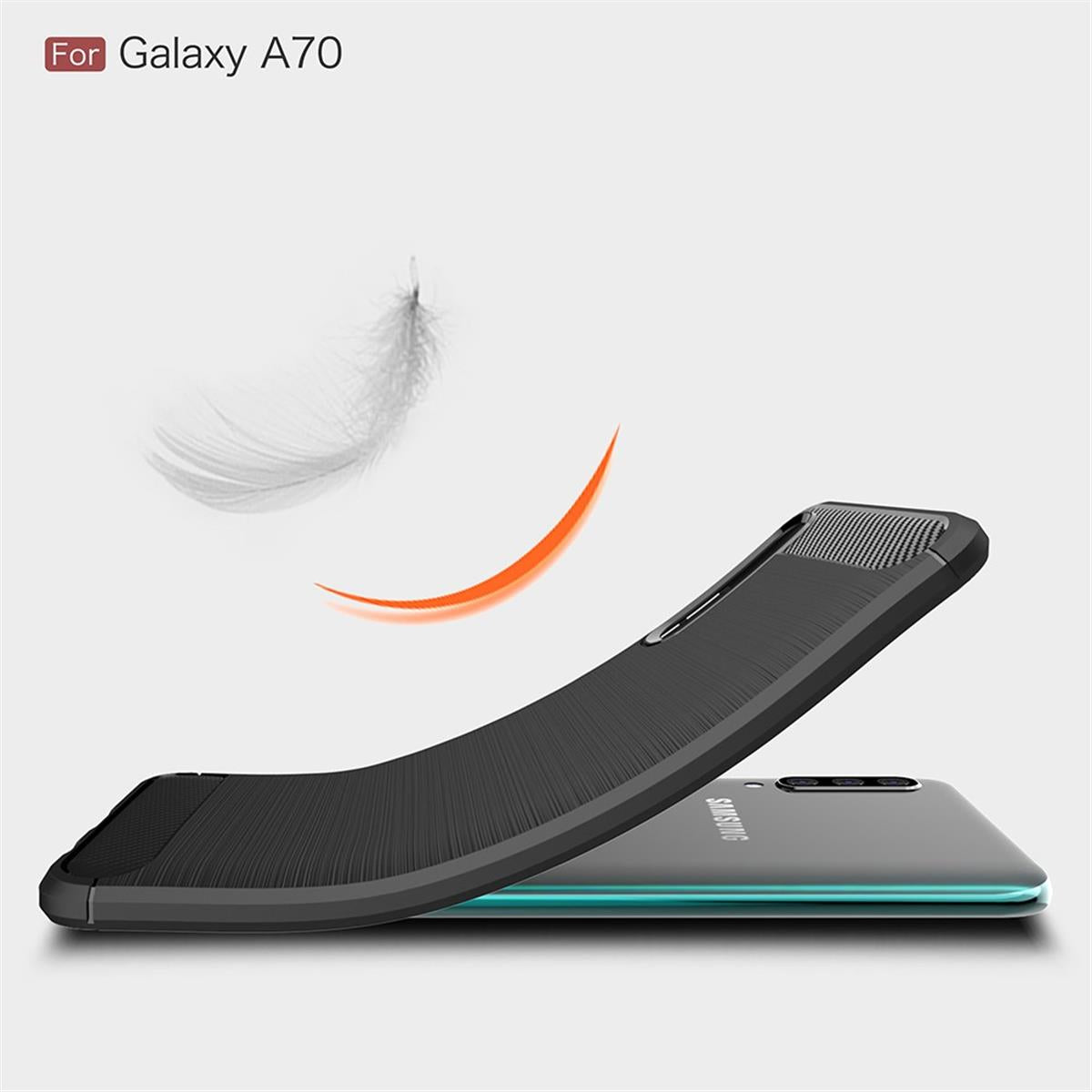 Hülle für Samsung Galaxy A70 Handyhülle Schutzhülle Silikon Case Carbon farben
