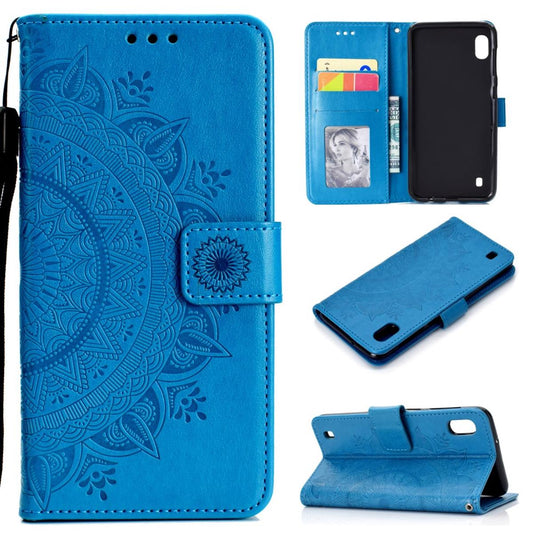 Hülle für Samsung Galaxy A10 Handyhülle Schutz Tasche Flip Case Etui Cover Mandala Blau