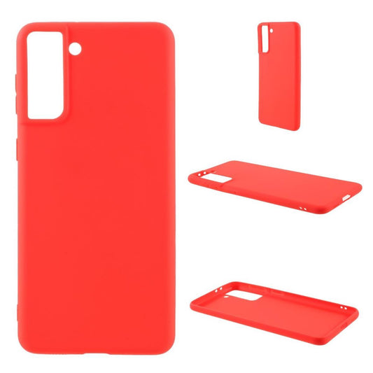 Hülle für Samsung Galaxy S21+ (Plus) Handyhülle Silikon Case Cover Schutzhülle Matt Rot