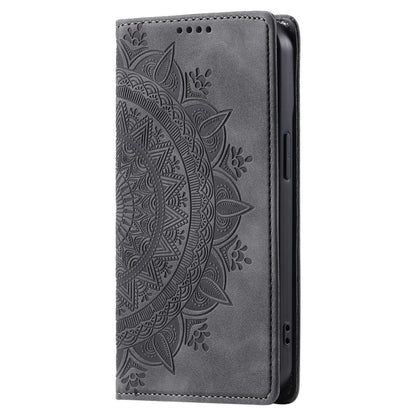 Hülle für Samsung Galaxy S23 FE Handyhülle Flip Case Cover Tasche Mandala Grau