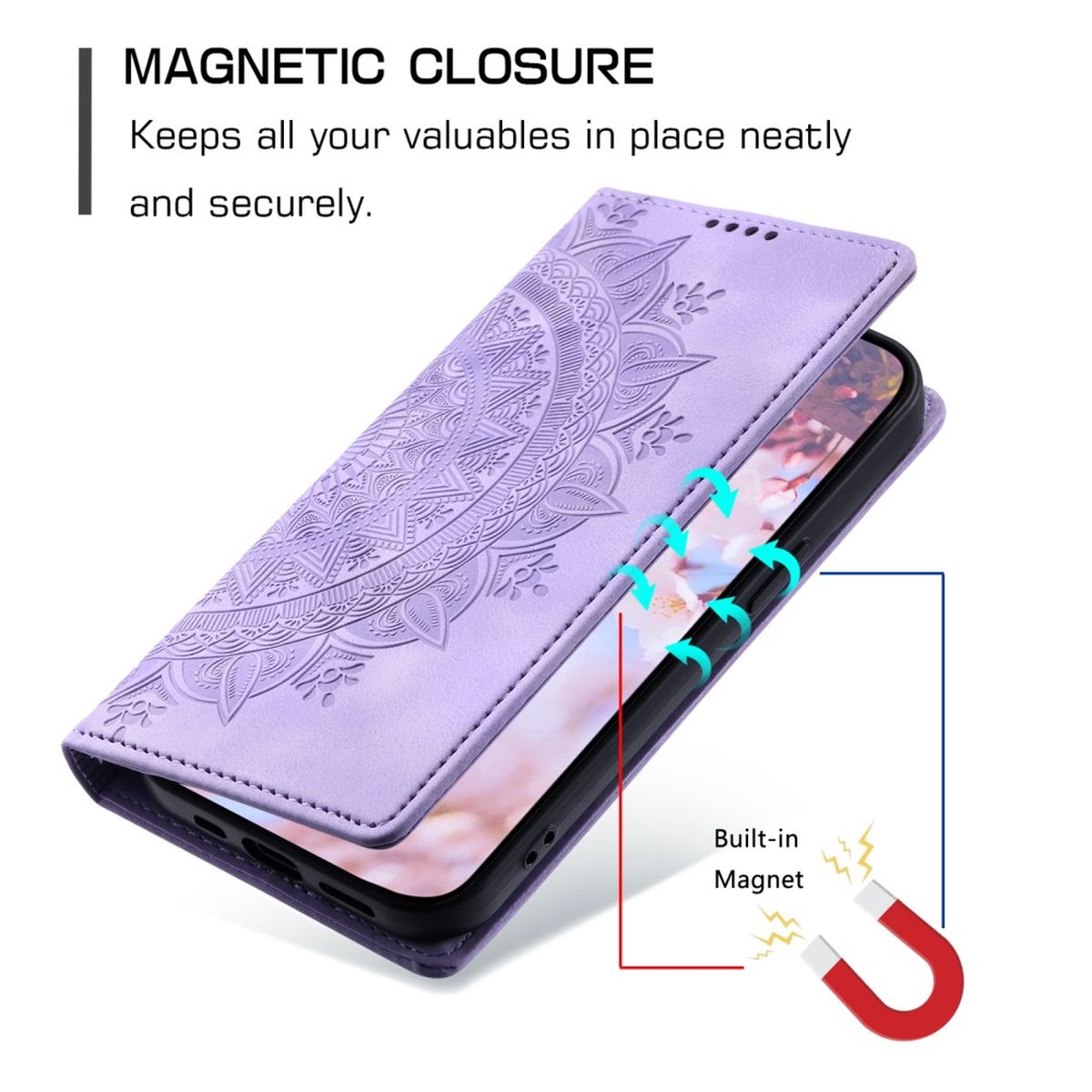 Hülle für Samsung Galaxy S24 Ultra Handyhülle Flip Case Cover Etui Mandala Lila