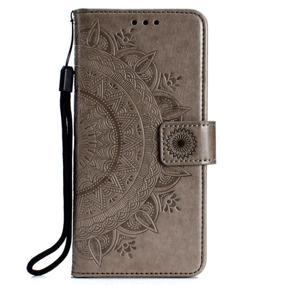 Hülle für Samsung Galaxy A50/A30s Handyhülle Flip Case Schutzhülle Cover Etui Mandala Grau