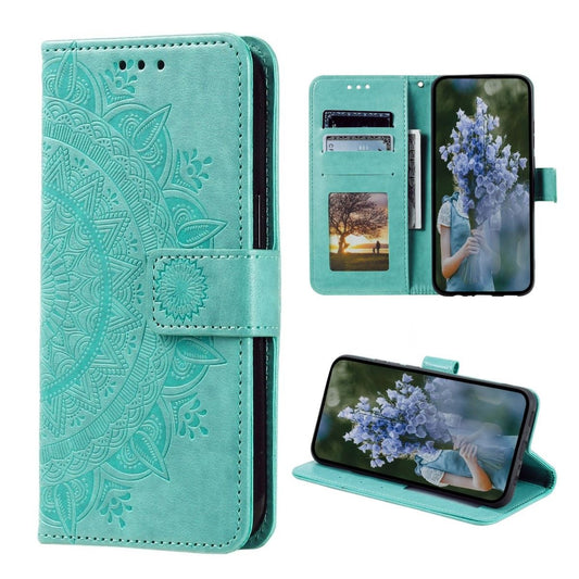 Hülle für Samsung Galaxy S23 Ultra Handyhülle Flip Case Cover Etui Mandala Grün