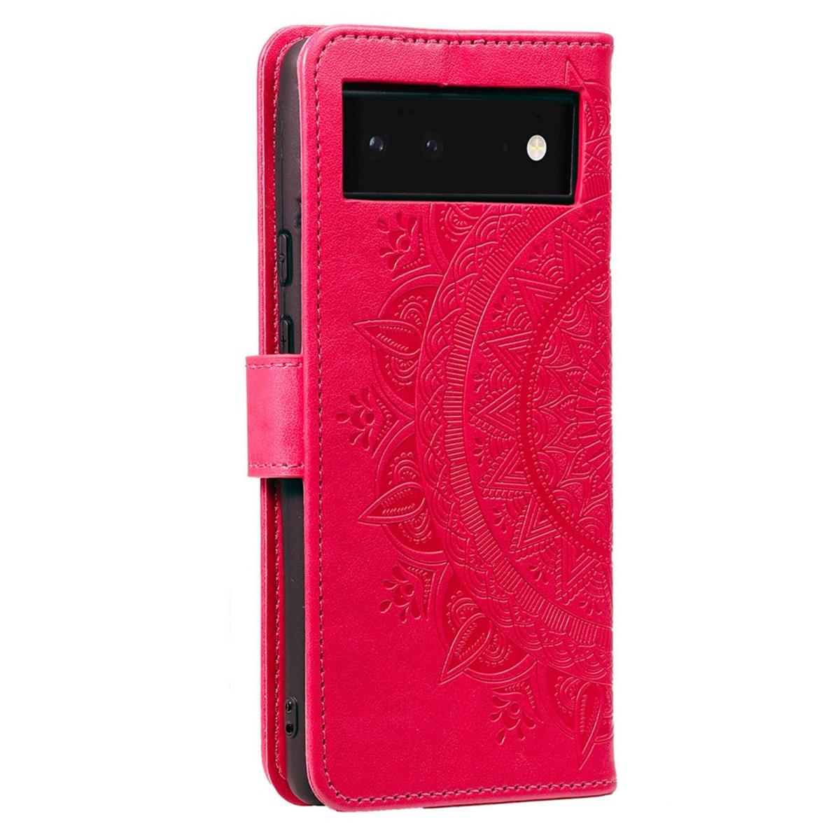 Hülle für Google Pixel 6 Handyhülle Tasche Flip Case Cover Etui Mandala Pink