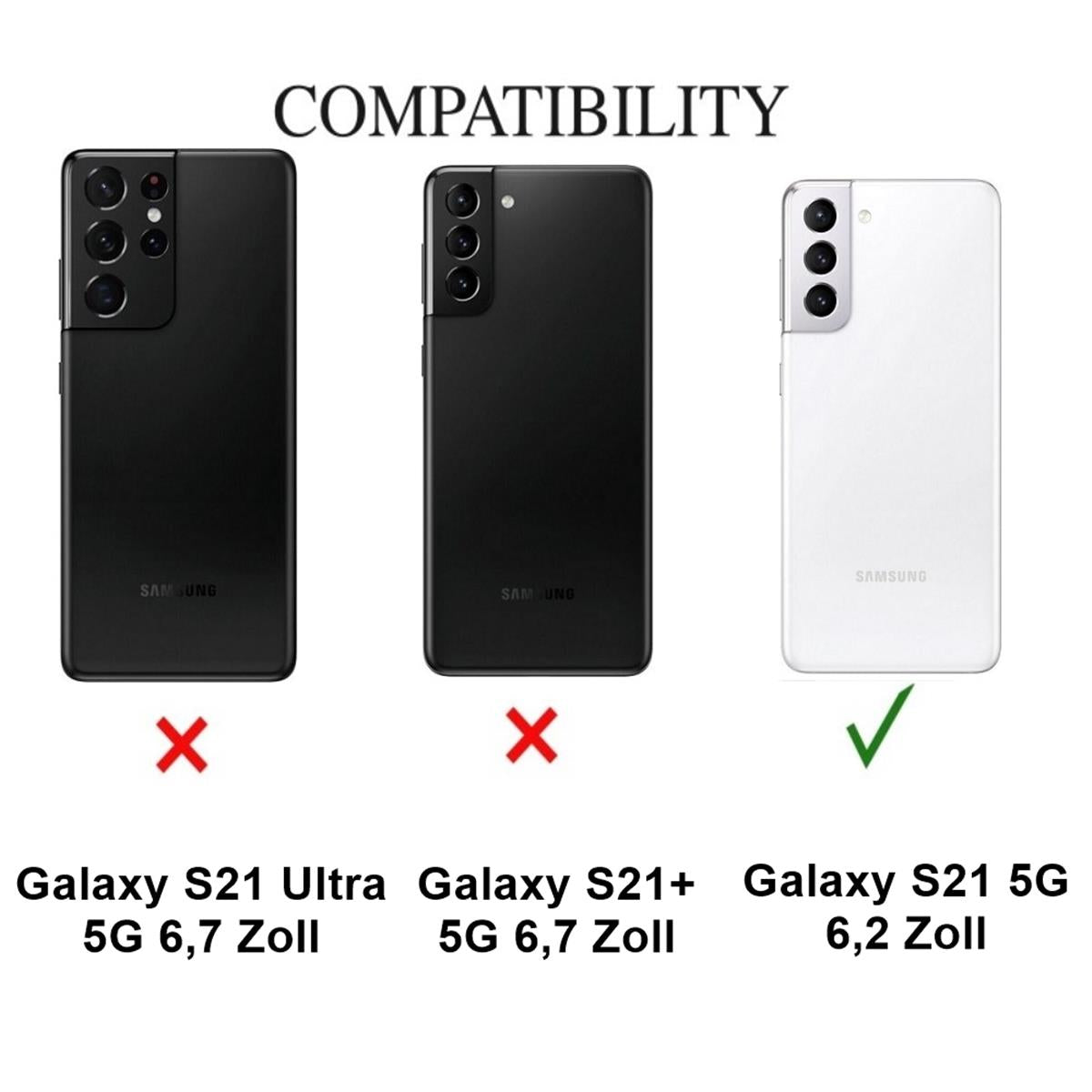 Hülle für Samsung Galaxy S21 Handyhülle Hybrid Silikon Case Bumper Tasche Cover Klar