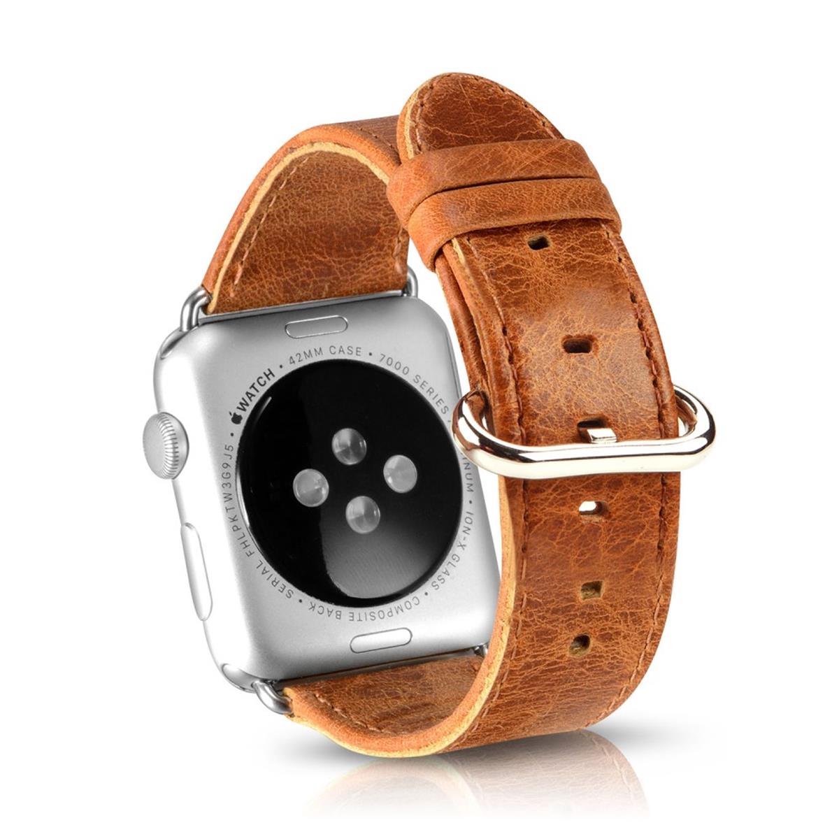 Leder Armband für Apple Watch 49/45/44/42mm Series Ultra/8/7/6/SE/5/4 Hellbraun