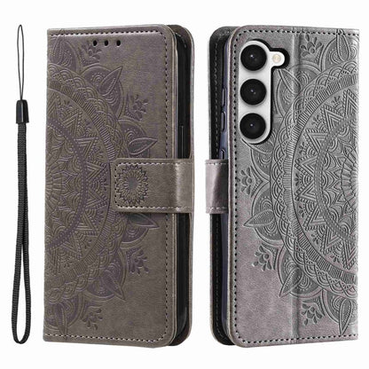 Hülle für Samsung Galaxy S23+ Handyhülle Flip Case Cover Etui Mandala Grau