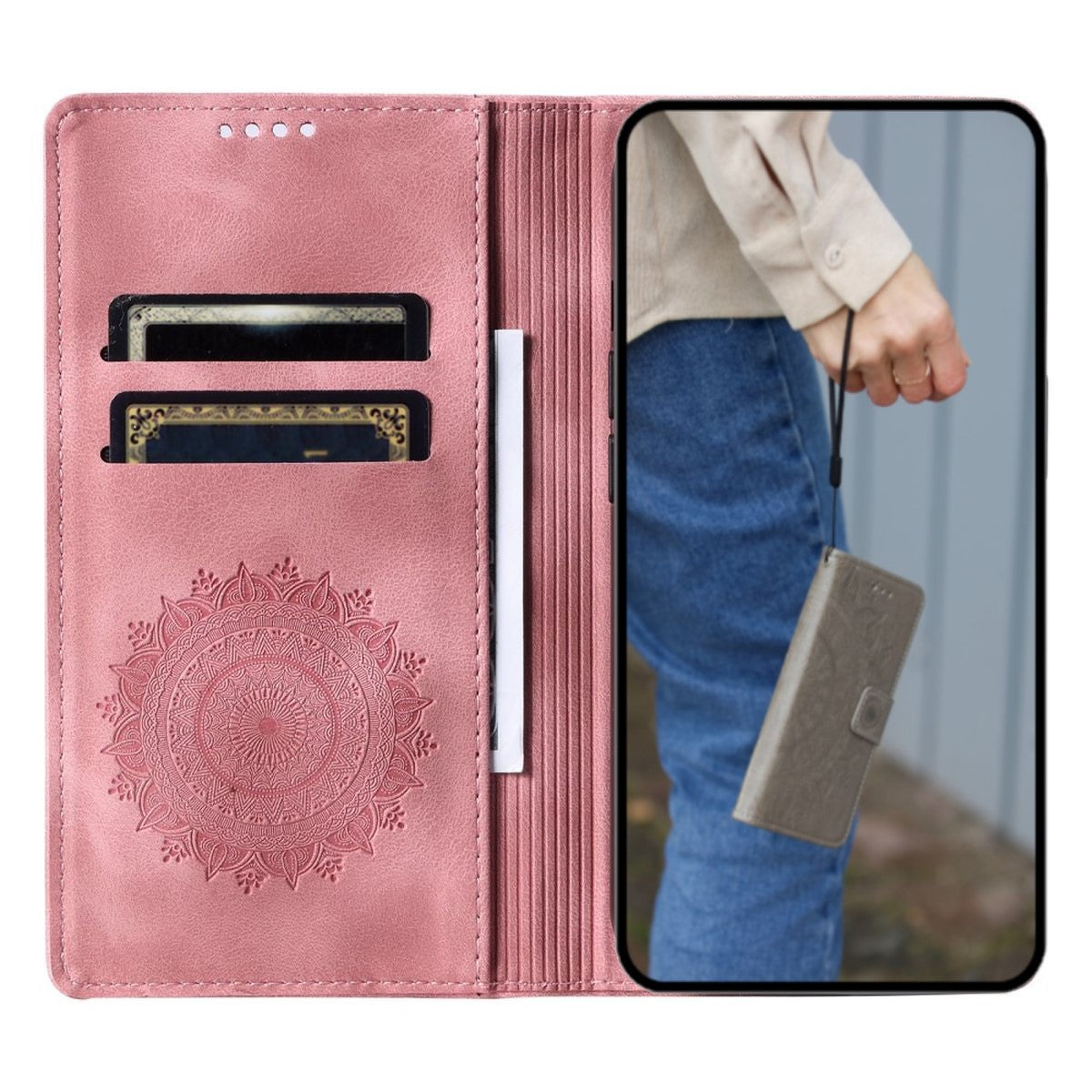 Hülle für Samsung Galaxy S23 FE Handyhülle Flip Case Cover Tasche Mandala Rose