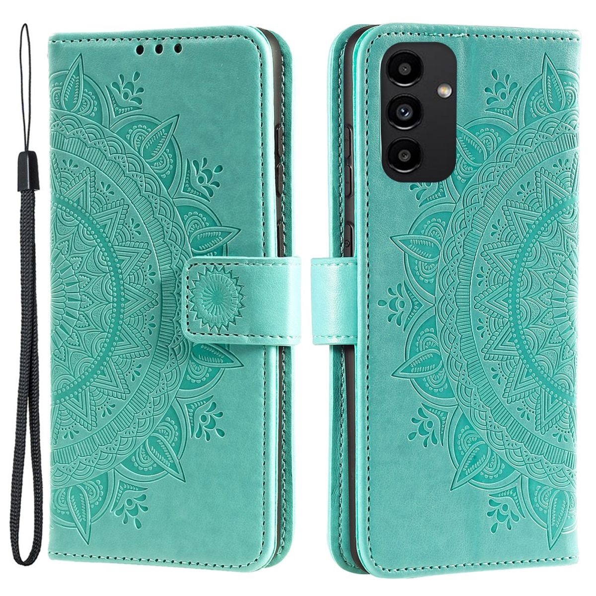 Hülle für Samsung Galaxy A13 4G Handyhülle Flip Case Cover Tasche Mandala Grün