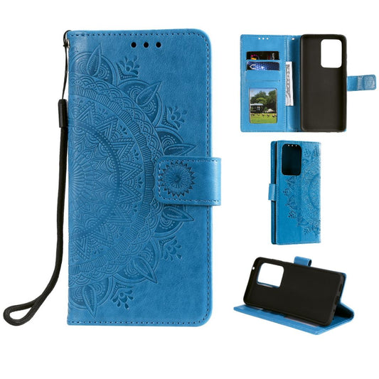 Hülle für Samsung Galaxy S20 Ultra Handyhülle Flip Case Schutzhülle Mandala Blau