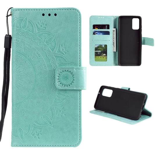 Hülle für Samsung Galaxy A03s Handy Tasche Flip Case Cover Etui Mandala Grün