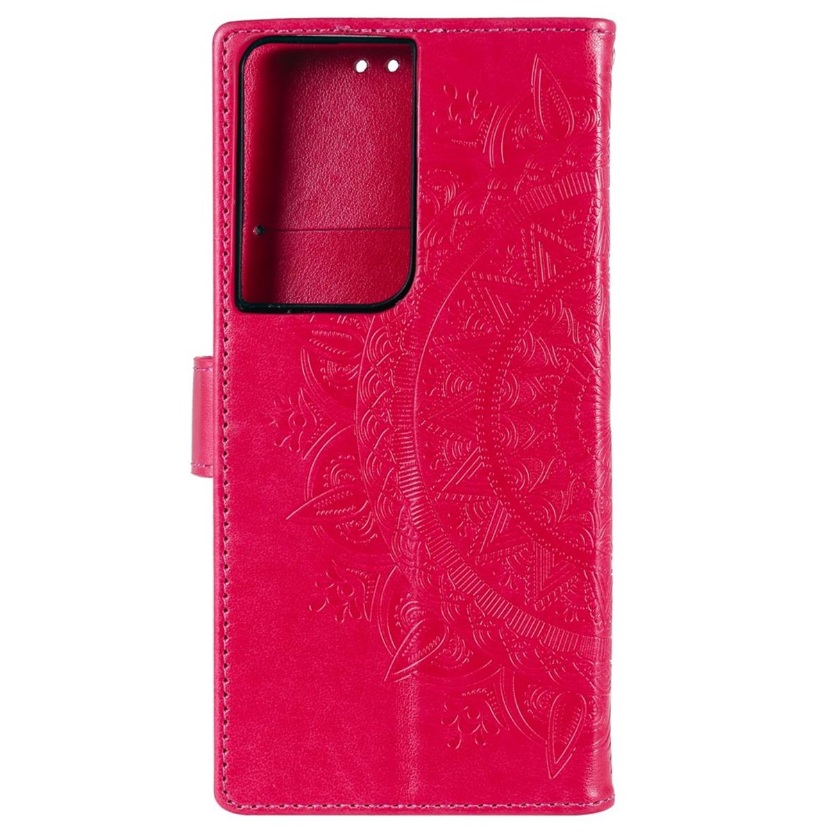 Hülle für Samsung Galaxy S21 Ultra Handyhülle Flip Case Cover Schutzhülle Mandala Pink