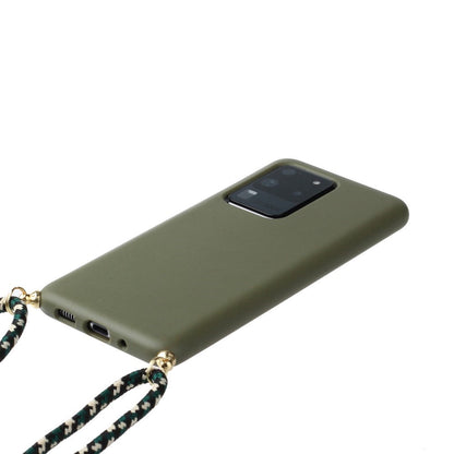 Hülle für Samsung Galaxy S20 Ultra Handyhülle Band Handykette Kordel Schnur Case Oliv