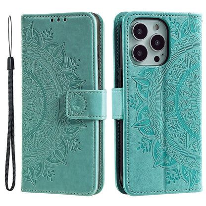 Hülle für Apple iPhone 14 Pro Max Handyhülle Flip Case Schutzhülle Mandala Grün