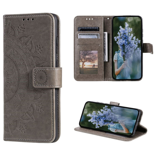 Hülle für Apple iPhone 14 Pro Max Handyhülle Flip Case Schutzhülle Mandala Grau