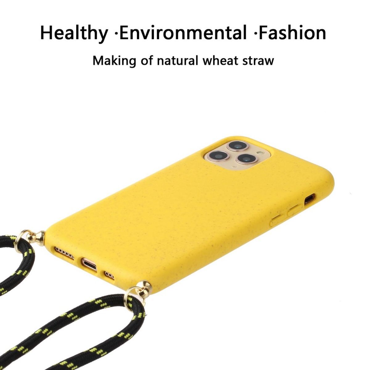 Hülle für Apple iPhone 14 Pro Handyhülle Silikon Case Handykette Cover Band Gelb