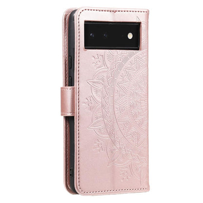 Hülle für Google Pixel 6 Handyhülle Tasche Flip Case Cover Etui Mandala Rosegold