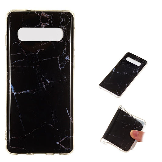 Hülle für Samsung Galaxy S10 Handyhülle Silikon Case Cover Marmor Look Schwarz