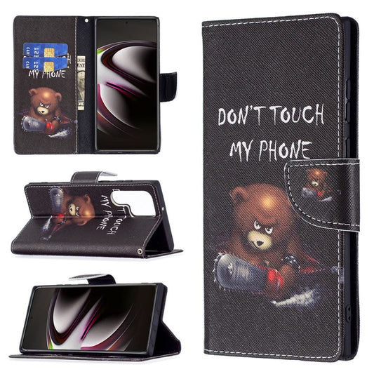 Hülle für Samsung Galaxy S22 Ultra Handyhülle Flip Case Cover Tasche Motiv Bär