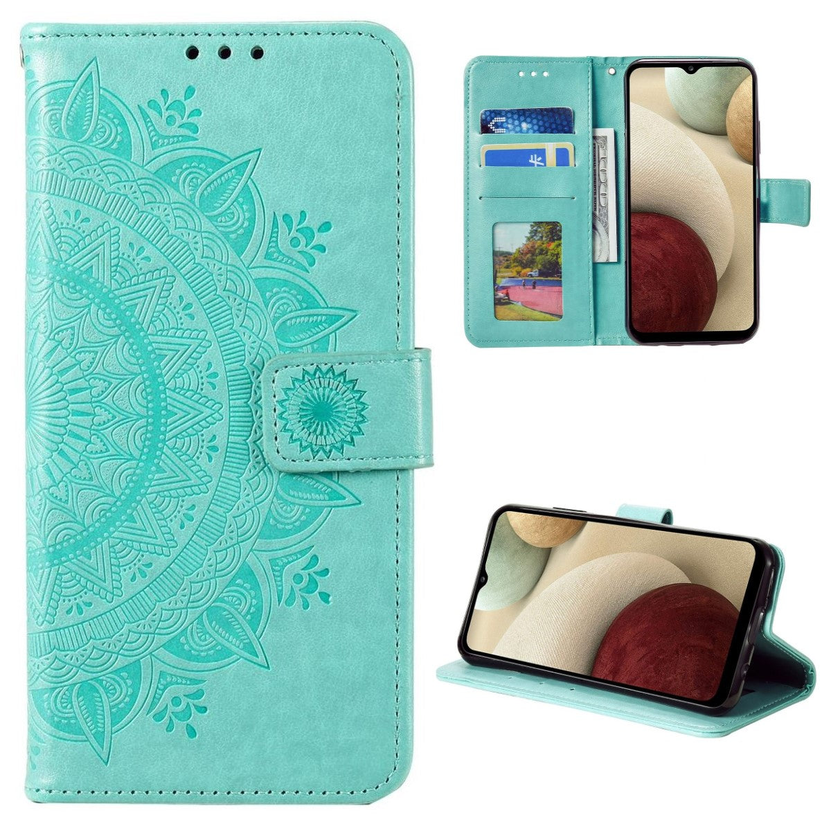 Hülle für Samsung Galaxy M53 5G Handyhülle Flip Case Cover Etui Mandala Grün