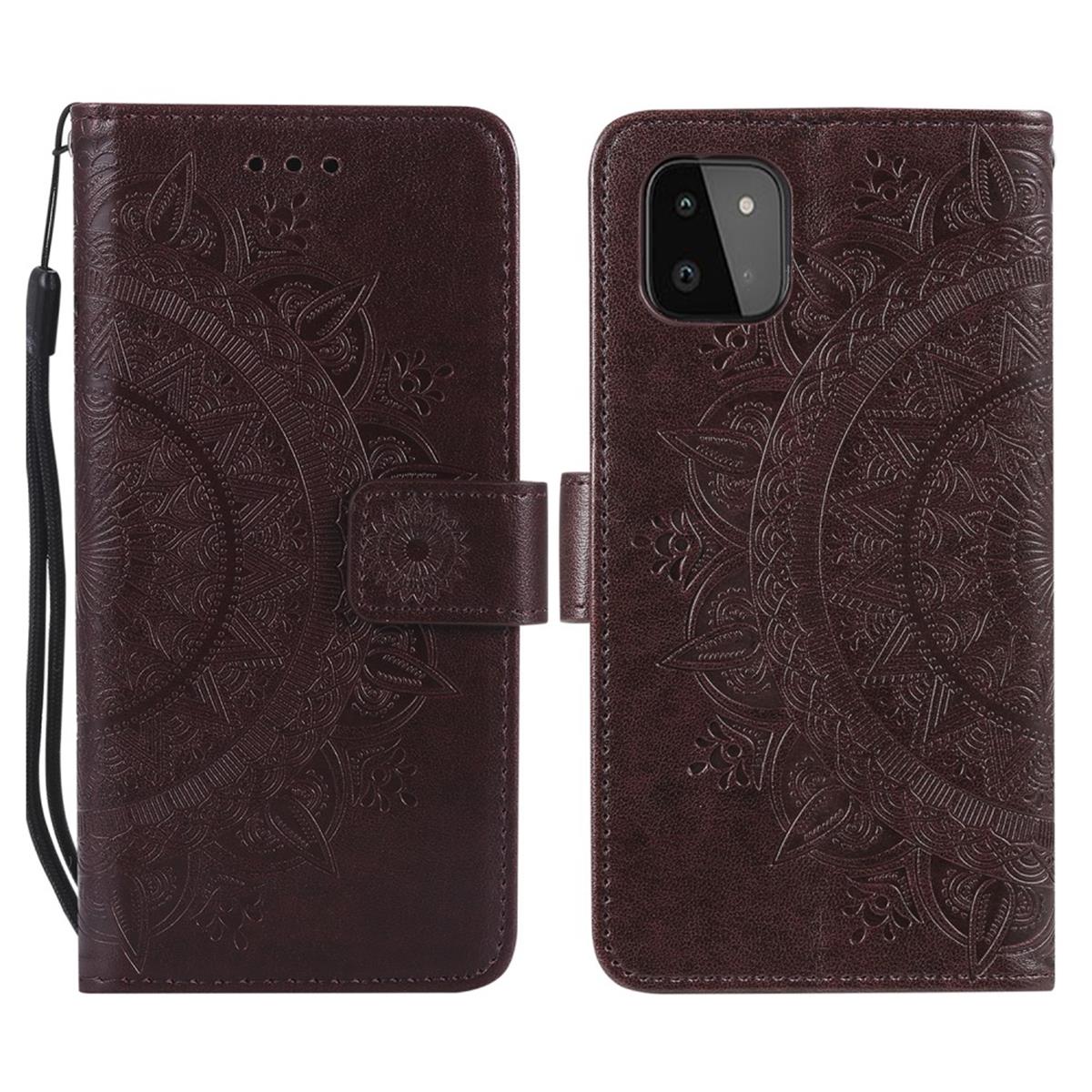 Hülle für Samsung Galaxy A22 5G Handyhülle Flip Case Cover Tasche Mandala Braun