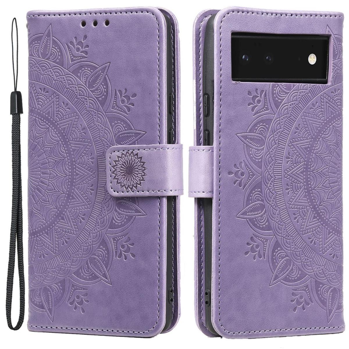 Hülle für Google Pixel 6 Handyhülle Tasche Flip Case Cover Etui Mandala Lila