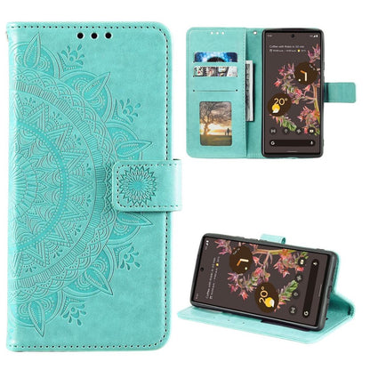 Hülle für Google Pixel 6 Handyhülle Tasche Flip Case Cover Etui Mandala Grün