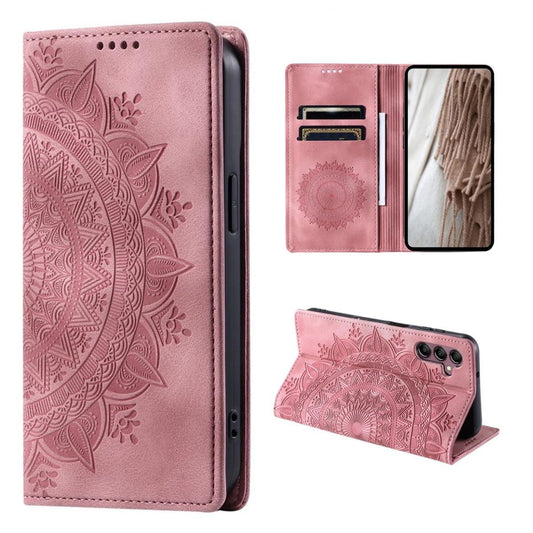 Hülle für Samsung Galaxy A55 5G Handyhülle Flip Case Cover Tasche Mandala Rose