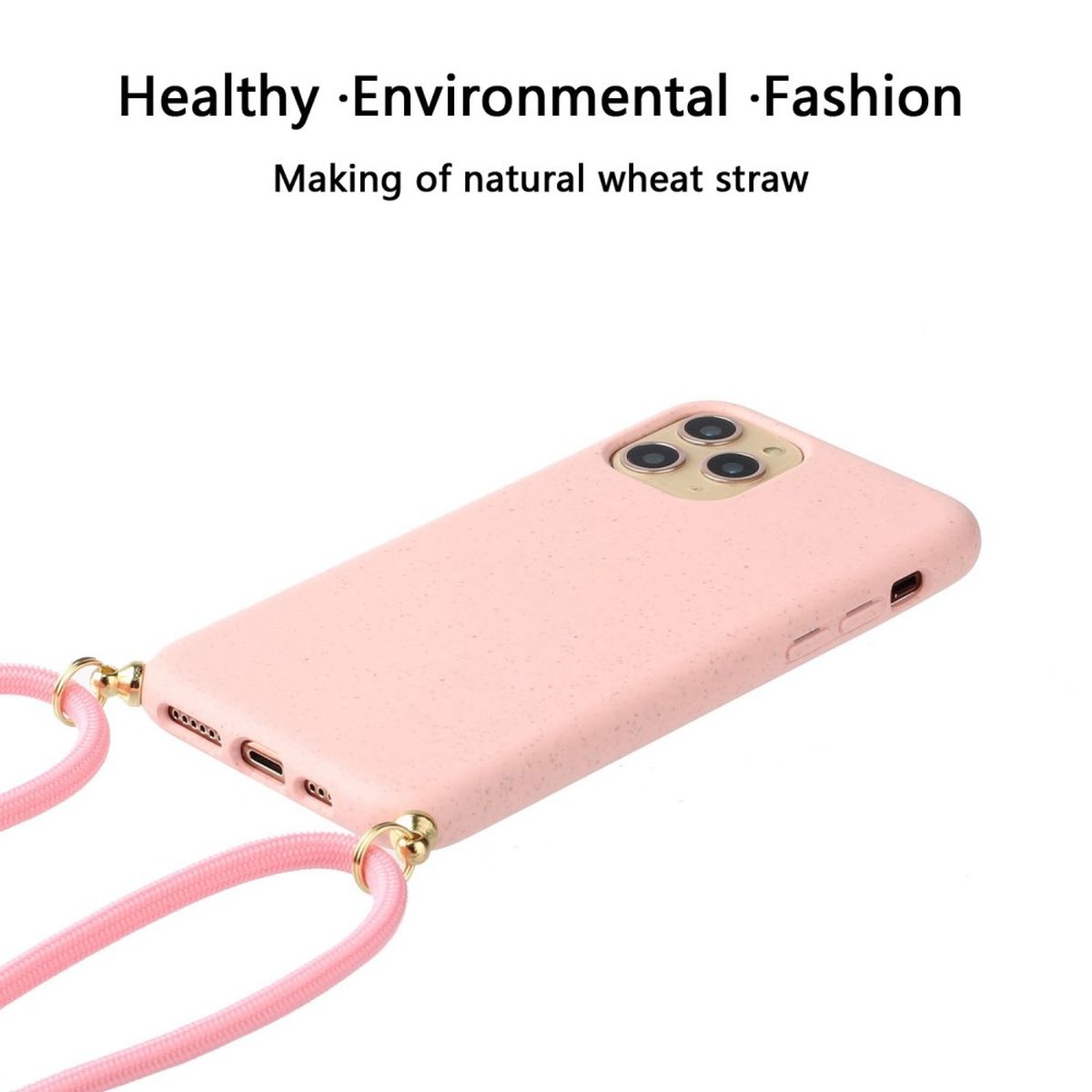 Hülle für Apple iPhone 14 Pro Max Handyhülle Silikon Handykette Cover Band Rosa