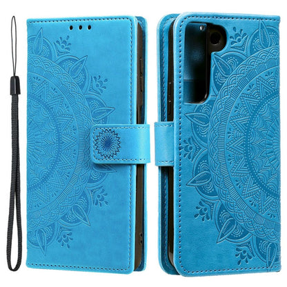 Hülle für Samsung Galaxy S22 5G Handyhülle Flip Case Cover Tasche Mandala Blau