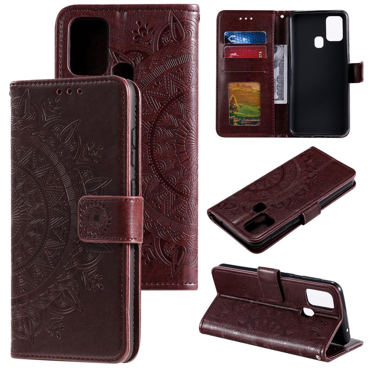 Hülle für Samsung Galaxy M31 Handyhülle Flip Case Cover Etui Mandala Braun