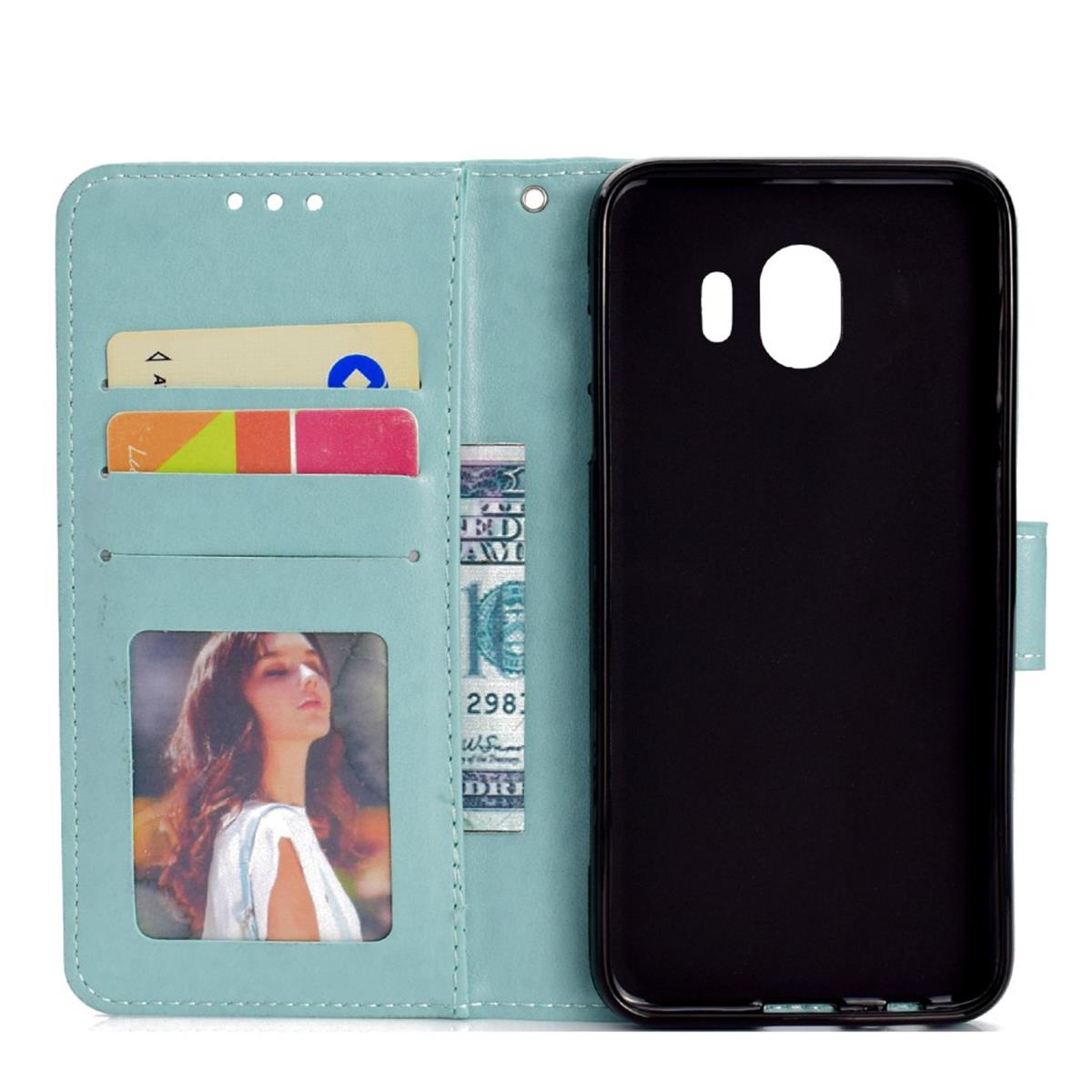 Hülle für Samsung Galaxy J4 2018 Handyhülle Flip Case Schutz Tasche Mandala Grün