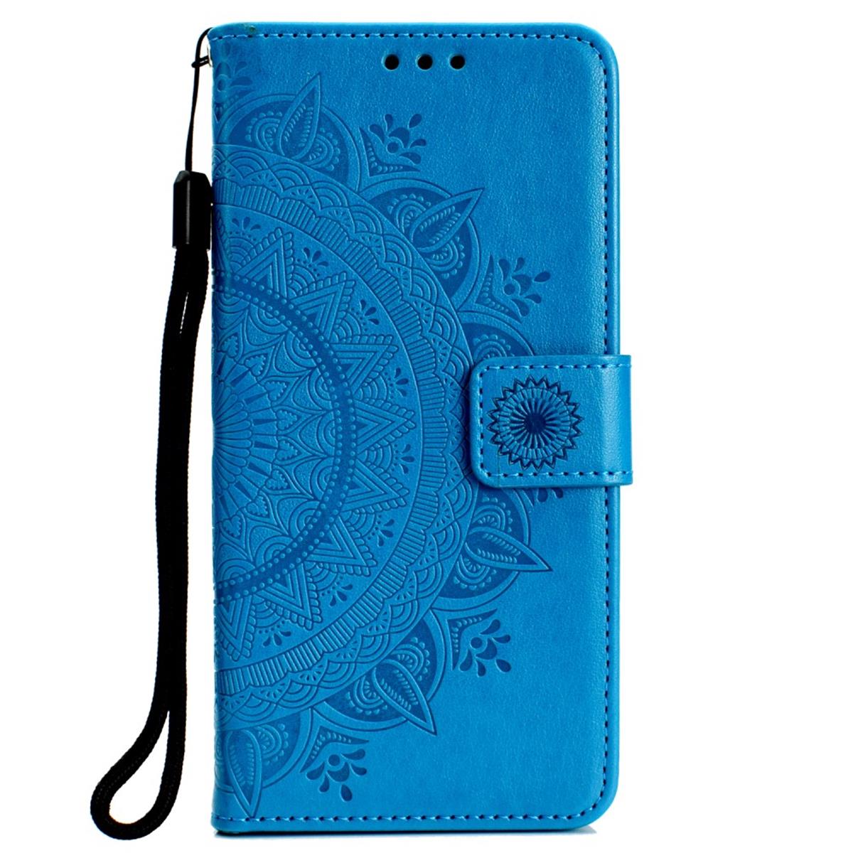 Hülle für Samsung Galaxy A10 Handyhülle Schutz Tasche Flip Case Etui Cover Mandala Blau