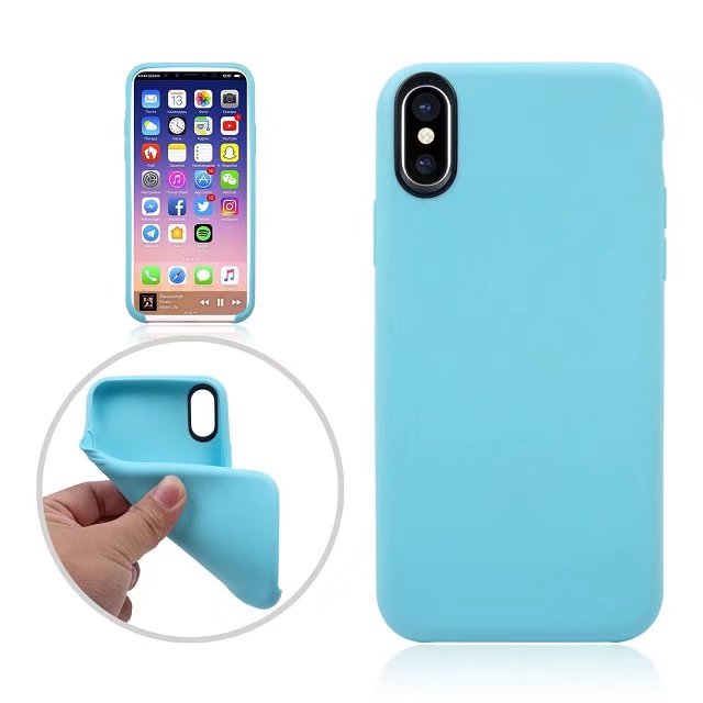 Hülle für Apple iPhone X Handy Cover Silikon Case Bumper Tasche matt Hellblau