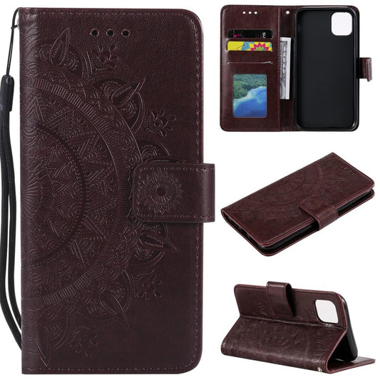 Hülle für Apple iPhone 11 Pro Max [6,5 Zoll] Handyhülle Tasche Schutzhülle Mandala Braun