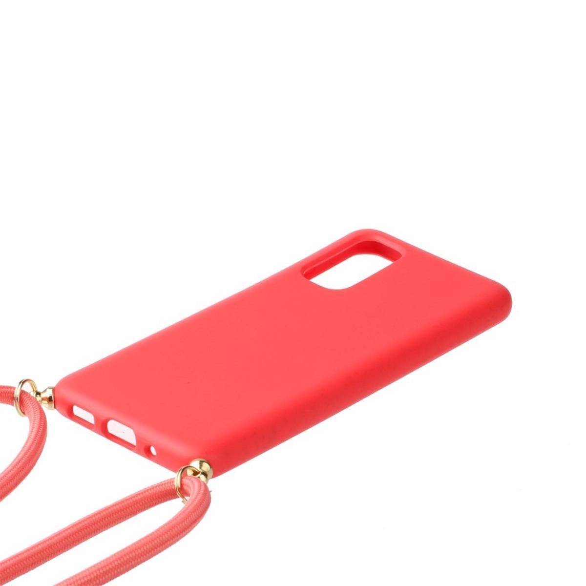 Hülle für Samsung Galaxy S20 Handyhülle Band Handykette Kordel Schnur Umhängetasche Rot