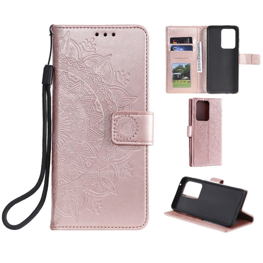 Hülle für Samsung Galaxy S20 Ultra Handyhülle Flip Schutzhülle Mandala Rosegold