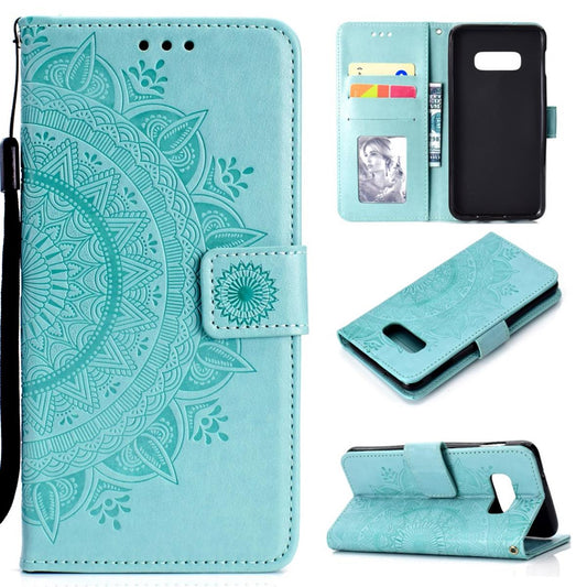 Hülle für Samsung Galaxy S10e Handyhülle Flip Case Cover Schutzhülle Mandala Mint
