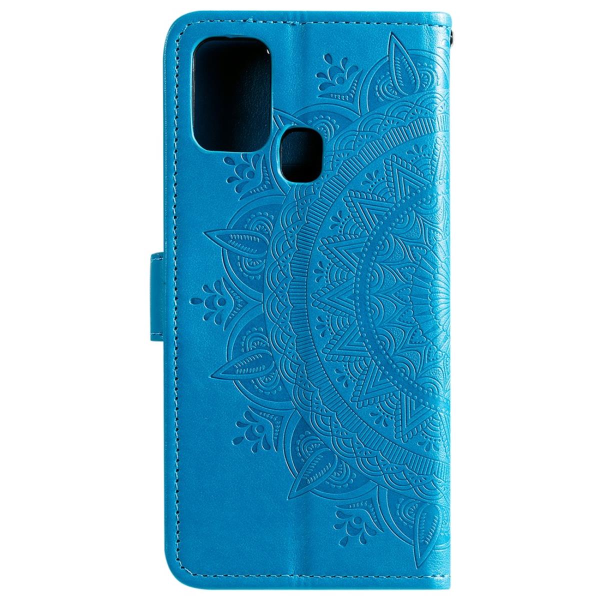 Hülle für Samsung Galaxy M21/M30s Handyhülle Flip Case Cover Mandala Blau