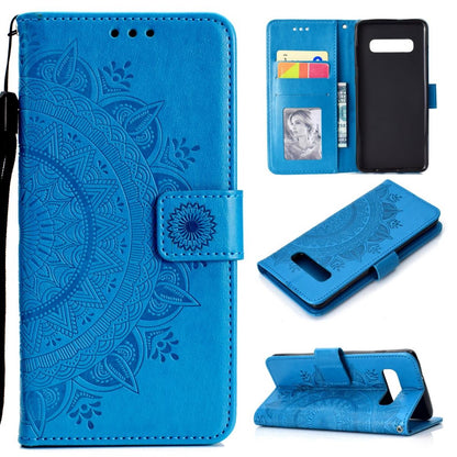 Hülle für Samsung Galaxy S10 Handyhülle Flip Case Cover Handytasche Mandala Blau