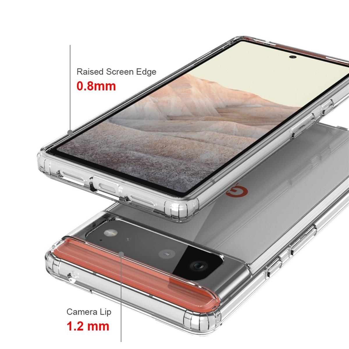 Hülle für Google Pixel 6 Handyhülle Hybrid Silikon Case Bumper Cover Klar
