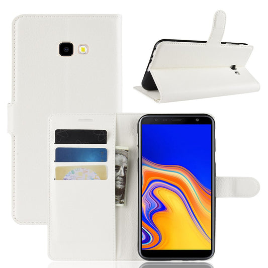Hülle für Samsung Galaxy J4 Plus (+) Handyhülle Flip Case Cover Klapptasche Weiß
