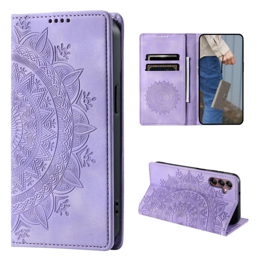 Hülle für Samsung Galaxy S24+ Handyhülle Flip Case Cover Tasche Mandala Lila