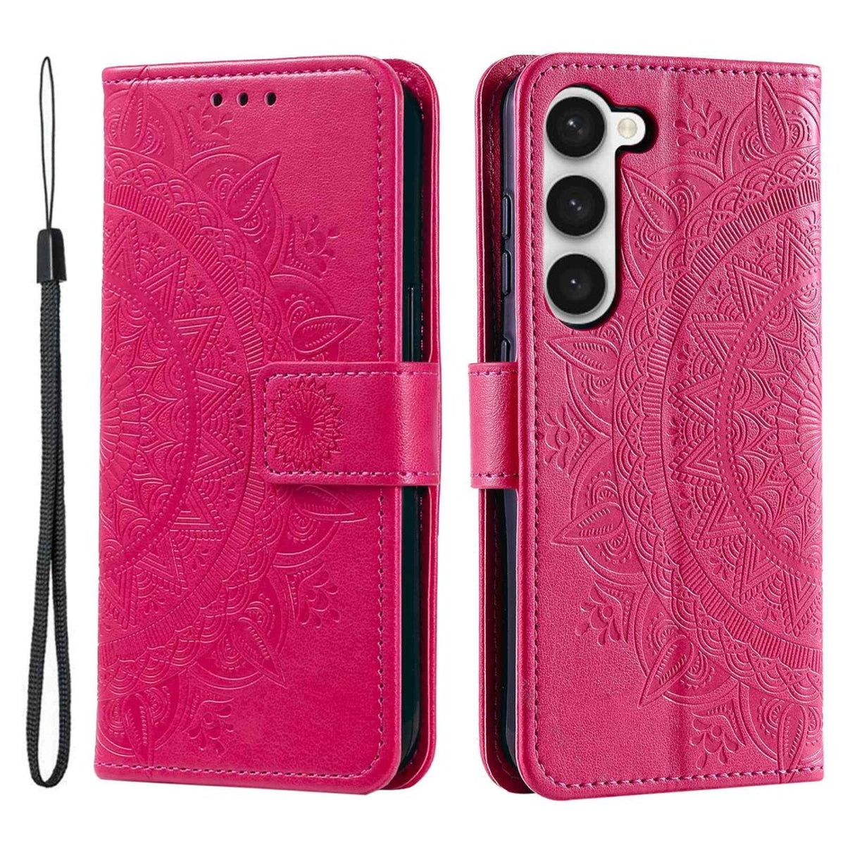 Hülle für Samsung Galaxy S23 Handyhülle Flip Case Cover Schutzhülle Mandala Pink