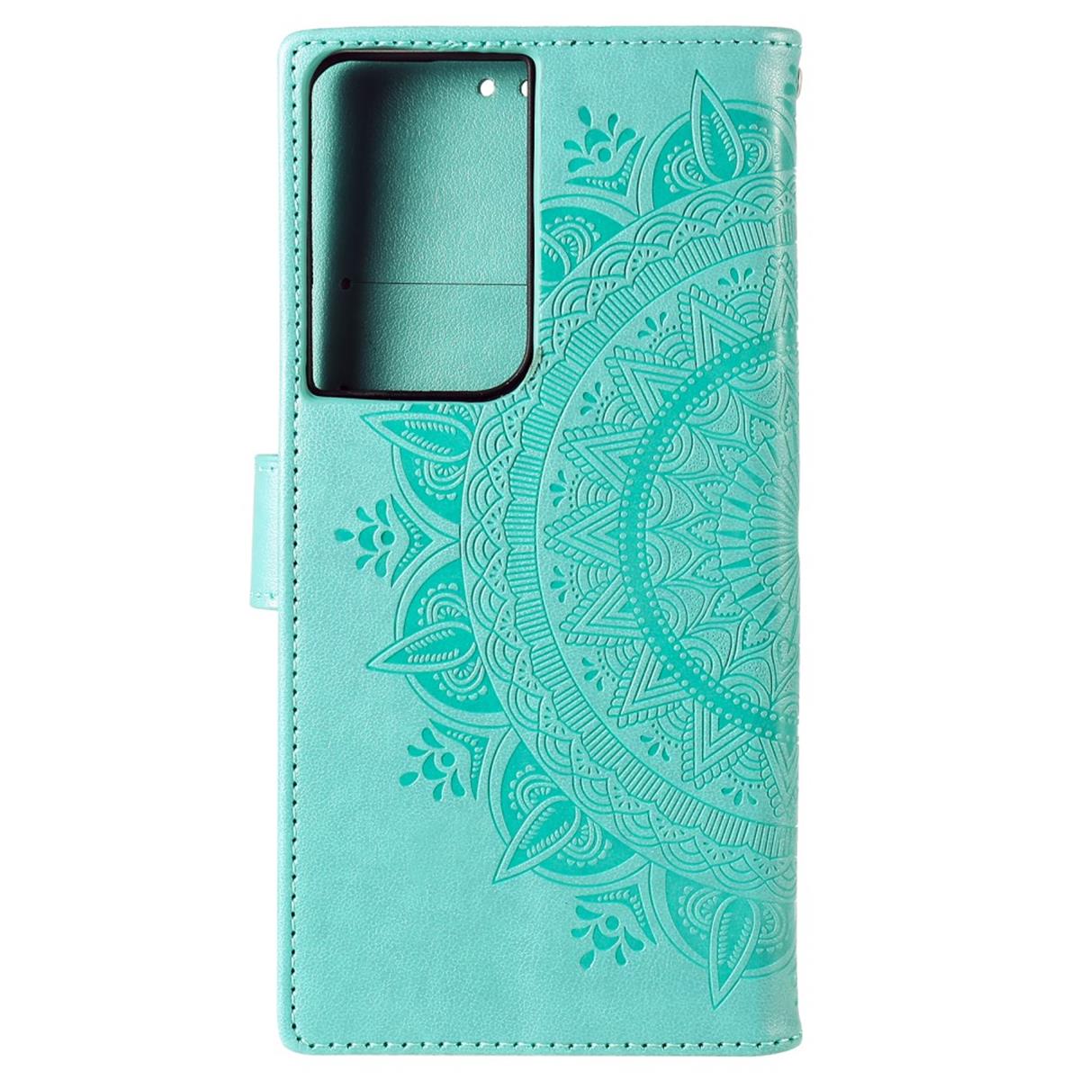 Hülle für Samsung Galaxy S21 Ultra Handyhülle Flip Case Cover Schutzhülle Mandala Grün