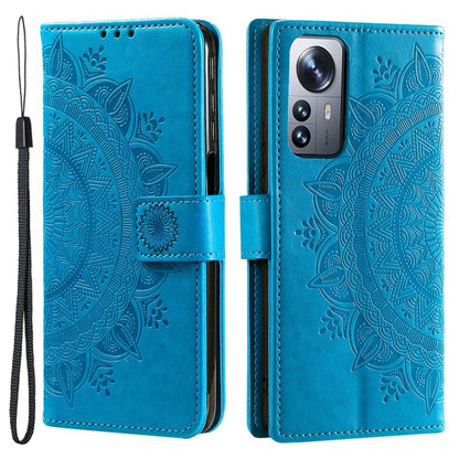 Hülle für Xiaomi 12/12X Handyhülle Flip Case Cover Tasche Etui Mandala Blau