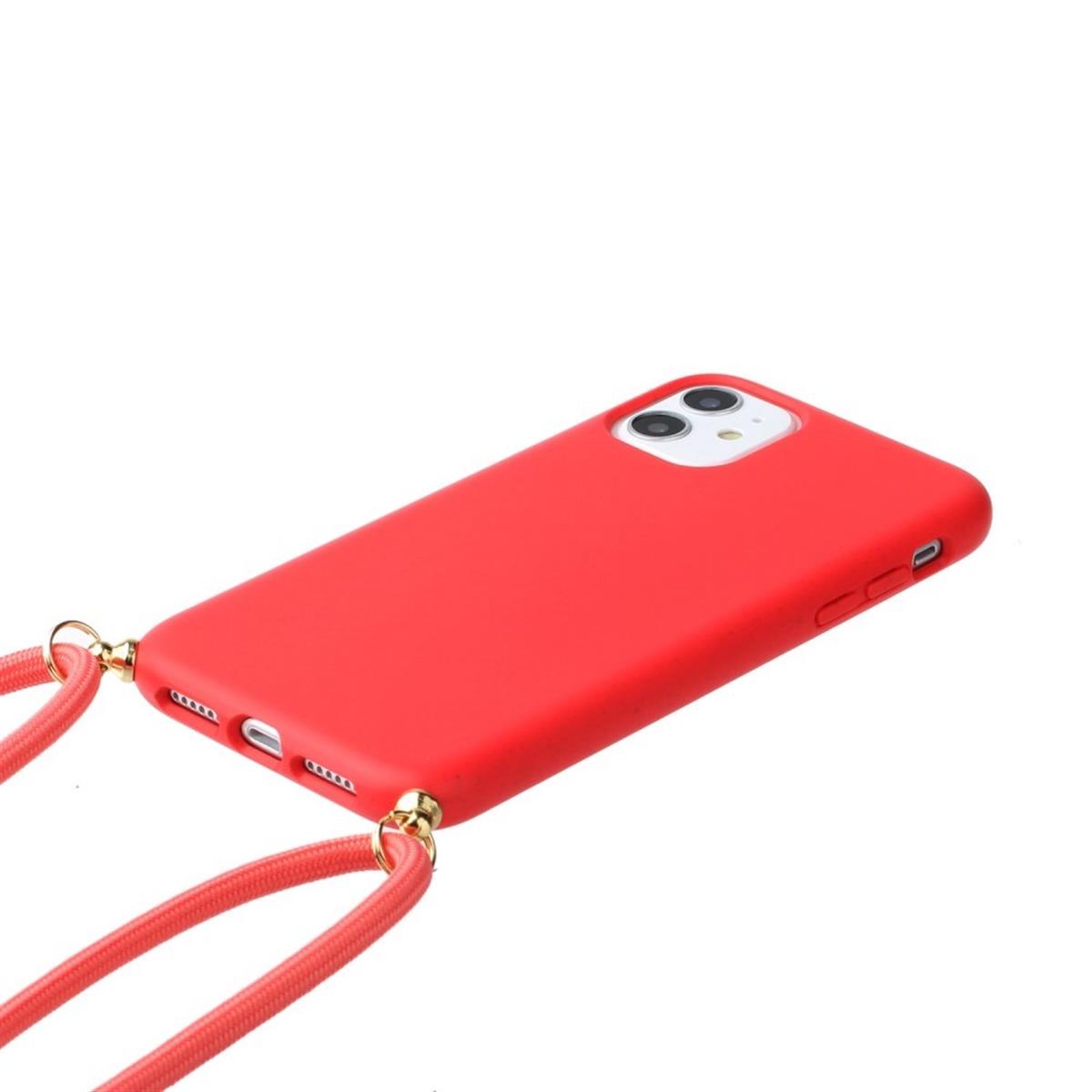 Hülle für Apple iPhone 11 Handyhülle Band Handykette Kordel Schnur Umhängetasche Rot